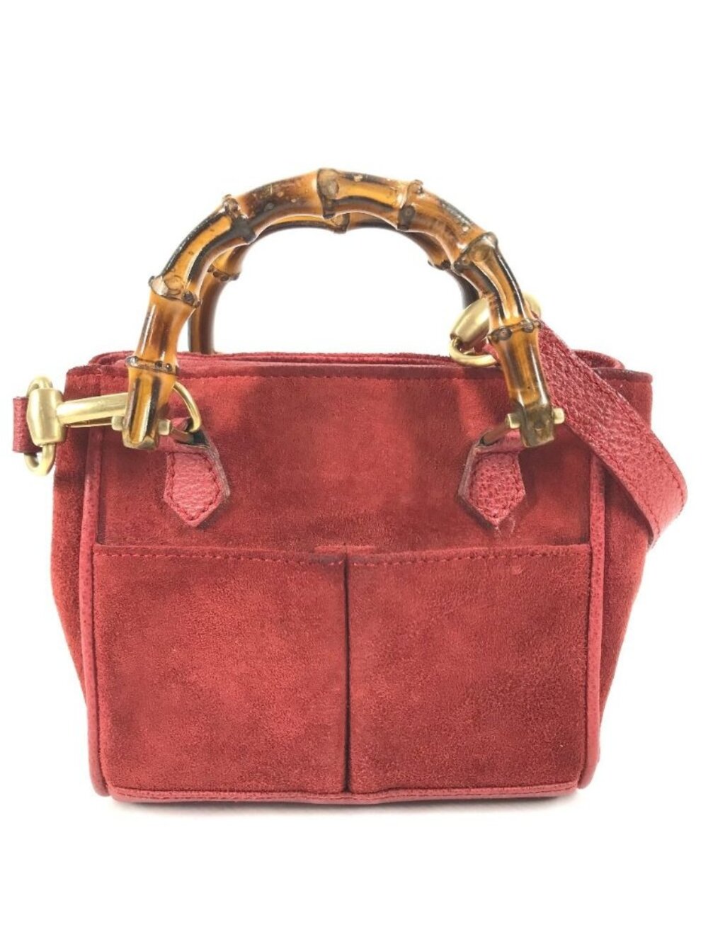 Gucci Handbag Bamboo Mini 2-Way Bag Vintage Leather Suede Red